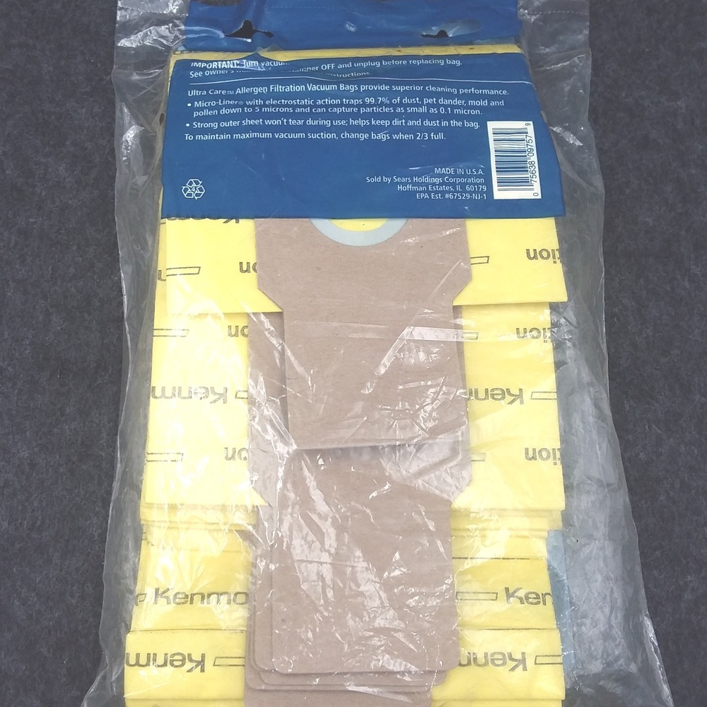 Kenmore VacBags Premium Allergen Filtration Vacuum Bags U Model 50688 NOS 8 bags - Picture 5 of 7